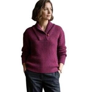 Woolrich Vintage Waffle Knit Rolled Collar Wool Blend Sweater Fuchsia Medium